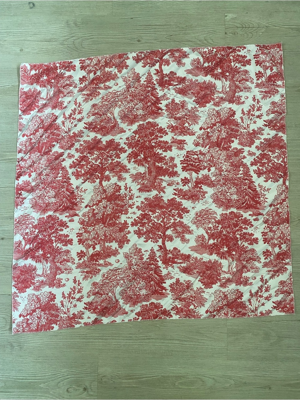 Red and Cream Toile Square Scarf